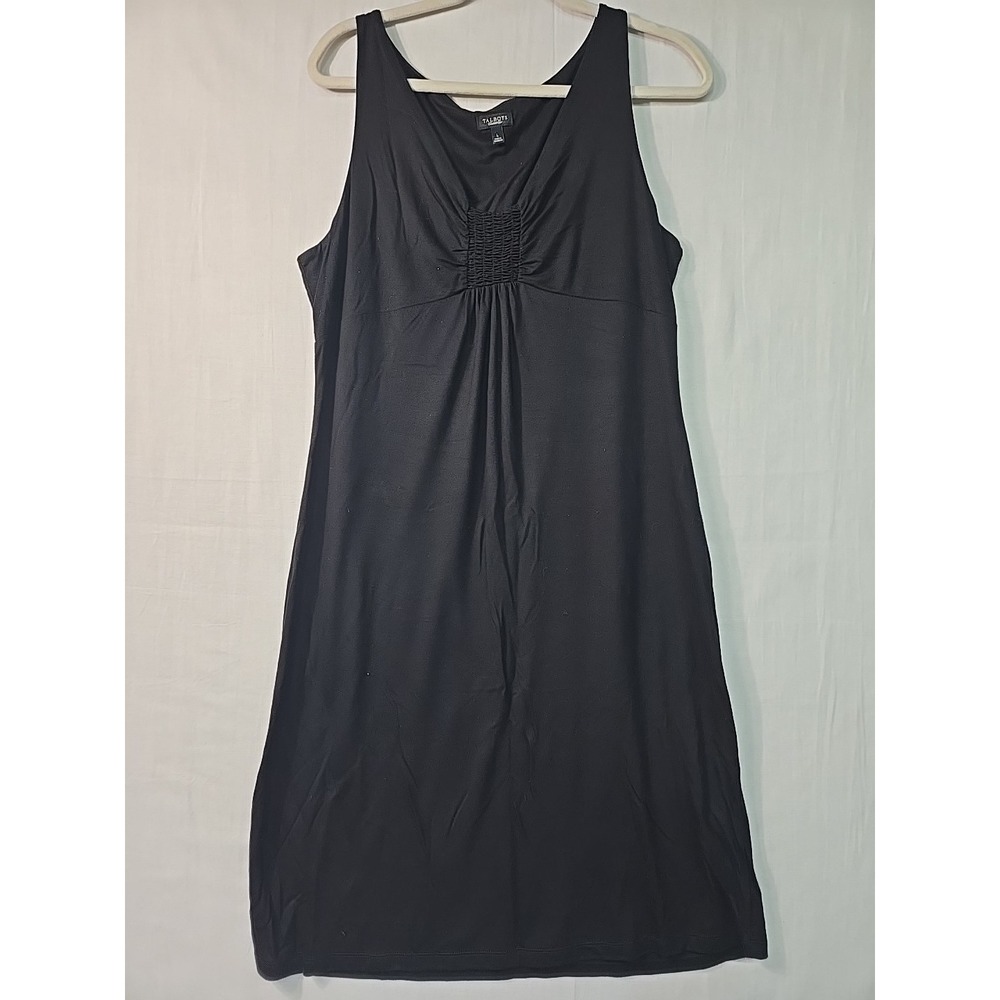 Talbots Dress Women's Large‎ Black Sleeveless Midi Babydoll Empire Waist Stretch